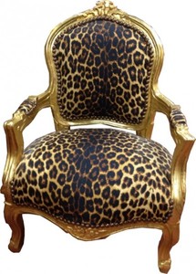 Casa Padrino Sillón barroco infantil diseño leopardo y marco dorado - 51 x 34 x 71 cm Casa Padrino Sillón barroco infantil diseño leopardo y marco dorado - 51 x 34 x 71 cm