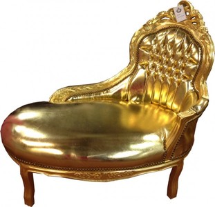 Casa Padrino Chaise Longue Barroca para Niños Tron Oro / Piel Sintética Oro 101 x 51 x 93 cm Casa Padrino Chaise Longue Barroca para Niños Tron Oro / Piel Sintética Oro 101 x 51 x 93 cm