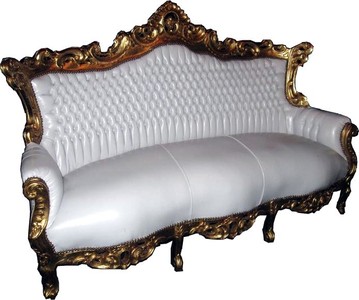Casa Padrino Barock Sofa Master Weiß / Gold, Breite 210 cm, Höhe 135 cm, Tiefe 90 cm Casa Padrino Barock Sofa Master Weiß / Gold, Breite 210 cm, Höhe 135 cm, Tiefe 90 cm