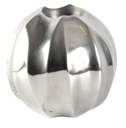 Casa Padrino Portavelas de Diseño Shine en Aluminio Pulido Plata 12,5 x 12,5 cm
