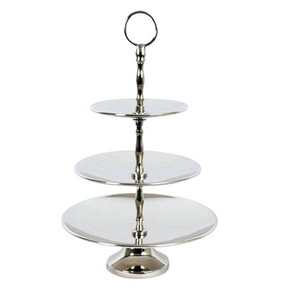 Casa Padrino Designer Shine Étagère à 3 niveaux en aluminium poli, argent, diamètre 30,5 cm, hauteur 40,5 cm