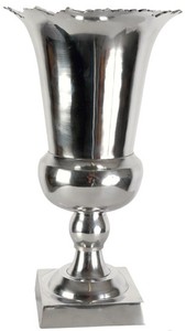 Casa Padrino Jarrón de diseño en aluminio pulido plata, altura 40,5 cm, anchura 22,5 cm Casa Padrino Jarrón de diseño en aluminio pulido plata, altura 40,5 cm, anchura 22,5 cm