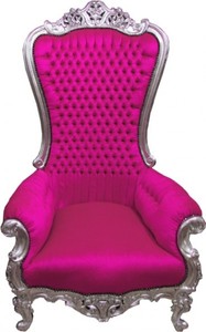 Casa Padrino Trône Baroque Fauteuil Majestic en Rose et Argent, Fauteuil Géant, 173 x 104 x 82 cm