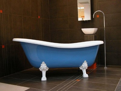 Casa Padrino Luxury Art Nouveau Freestanding Bathtub Roma Light Blue/White 147cm - Antique Style Tub Casa Padrino Luxury Art Nouveau Freestanding Bathtub Roma Light Blue/White 147cm - Antique Style Tub