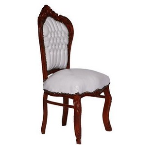 Casa Padrino Barocco Cena Chair Bianco / Marrone similpelle - Mobili in stile barocco