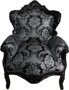 Casa Padrino Baroque Armchair King in Antique Style Black Pattern / Black - Height 120 cm Casa Padrino Baroque Armchair King in Antique Style Black Pattern / Black - Height 120 cm