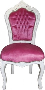Casa Padrino Sedia da pranzo barocca stile antico - Rosa / Bianco - 108 x 53 x 57 cm