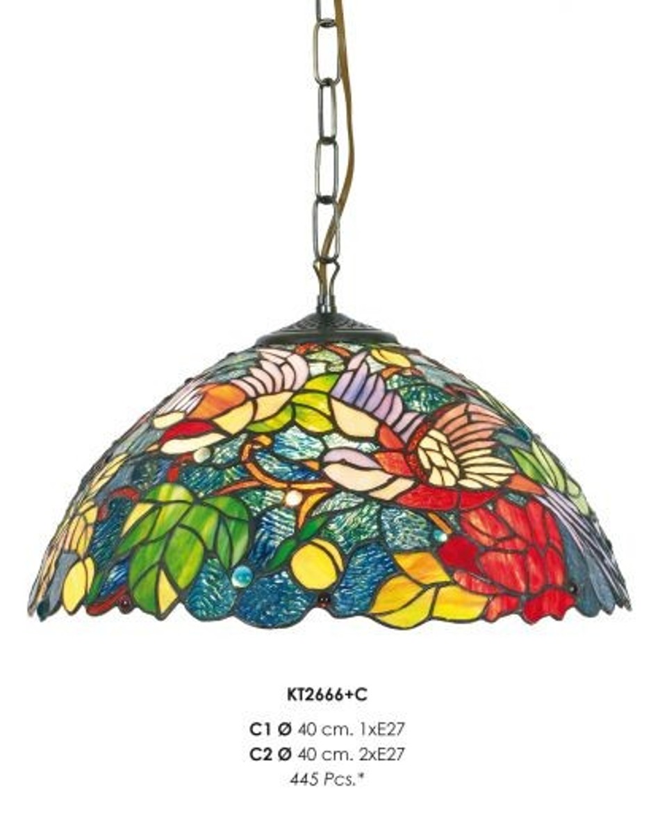 Handcrafted Tiffany pendant light hanging lamp, diameter 40 cm, 1-burner - light bulb Handcrafted Tiffany pendant light hanging lamp, diameter 40 cm, 1-burner - light bulb