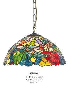 Casa Padrino Handmade Tiffany Pendant Light, Hanging Lamp in Baroque Style, Multicolored, Diameter 40 cm, 1-Flame Casa Padrino Handmade Tiffany Pendant Light, Hanging Lamp in Baroque Style, Multicolored, Diameter 40 cm, 1-Flame