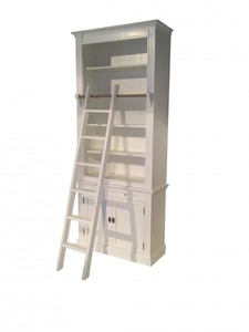 Casa Padrino Bibliothèque de style maison de campagne avec échelle, blanc aspect antique, 100 x 36 x 240 cm