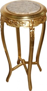 Casa Padrino Baroque Side Table Gold round, handcrafted solid wood replica with marble top, 90 x 40 cm Casa Padrino Baroque Side Table Gold round, handcrafted solid wood replica with marble top, 90 x 40 cm
