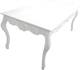 Casa Padrino Barock Esstisch Esszimmer Tisch Weiß Dining Table White Baroque Antique Style Interior Möbel