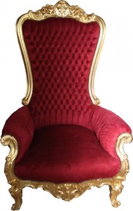 Casa Padrino Fauteuil Trône Baroque Majestic Bordeaux Or, 173 x 104 x 82 cm, Siège de Prestige