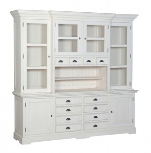 Casa Padrino Gran aparador estilo Shabby Chic rústico, pino y MDF, 6 puertas, 12 cajones, 235 x 225 x 55/45 cm