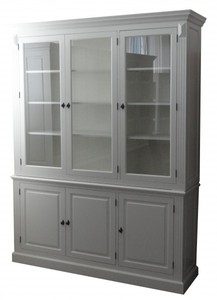 Casa Padrino Gran Alacena Estilo Casa de Campo Shabby Chic, 4 Puertas, Aparador Blanco, 190 x 50 x 240 cm