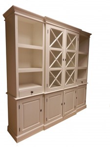 Casa Padrino grand buffet de style maison de campagne Shabby Chic avec 4 portes, crème, L 220 x P 50 x H 215 cm