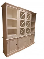 Casa Padrino grande mobile buffet stile country Shabby Chic con 4 ante, crema, L 220 x P 50 x A 215 cm