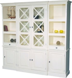 Casa Padrino Buffet de style campagnard Shabby Chic, Blanc, 220 x 50 x 215 cm, avec 4 portes et 2 tiroirs