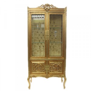 Casa Padrino Barock Vitrine Gold ModF5 - Doppel Vitrinenschrank aus Massivholz, 180 x 80 x 50 cm Casa Padrino Barock Vitrine Gold ModF5 - Doppel Vitrinenschrank aus Massivholz, 180 x 80 x 50 cm