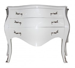 Casa Padrino Cassettiera Barocca Stile Antico Bianco / Argento 120 x 55 x 85 cm - Mobile di Lusso in Legno Casa Padrino Cassettiera Barocca Stile Antico Bianco / Argento 120 x 55 x 85 cm - Mobile di Lusso in Legno