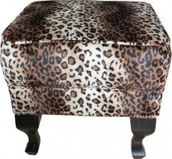 Casa Padrino Chesterfield Hocker Leopard Schwarz Baroque Stool Ottoman Leop Black Möbel Furniture