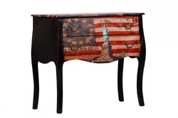 Casa Padrino Barock Kommode im New Barock Design mit bedruckter Leder-Optik, B 90 T 38 H 77 cm