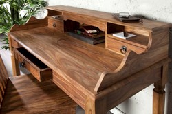 Casa Padrino Scrivania Segretario Barocco in Legno di Sheesham Massiccio con 3 Cassetti - Console di Lusso - 115 x 57 x H 98 cm Casa Padrino Scrivania Segretario Barocco in Legno di Sheesham Massiccio con 3 Cassetti - Console di Lusso - 115 x 57 x H 98 cm