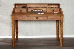 Casa Padrino Scrivania Segretario Barocco in Legno di Sheesham Massiccio con 3 Cassetti - Console di Lusso - 115 x 57 x H 98 cm Casa Padrino Scrivania Segretario Barocco in Legno di Sheesham Massiccio con 3 Cassetti - Console di Lusso - 115 x 57 x H 98 cm