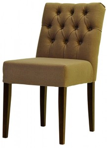Casa Padrino Designer Esszimmer Stuhl Modell EF 283 Khaki / Braun - Buchenholz - Chesterfield Design - 87 x 44 x 67 cm