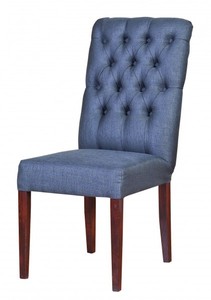 Casa Padrino Sedia da Pranzo Designer ModEF 225 Design Chesterfield Blu-Grigio / Marrone - 103 x 48 x 69 cm Casa Padrino Sedia da Pranzo Designer ModEF 225 Design Chesterfield Blu-Grigio / Marrone - 103 x 48 x 69 cm