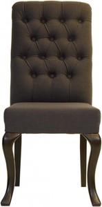 Casa Padrino Sedia da pranzo di design ModEF 227 stile Chesterfield, Grigio scuro / Marrone, Legno di faggio, 103 x 48 x 69 cm Casa Padrino Sedia da pranzo di design ModEF 227 stile Chesterfield, Grigio scuro / Marrone, Legno di faggio, 103 x 48 x 69 cm