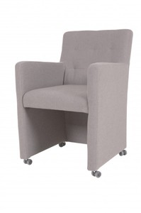 Casa Padrino Chaise de salle à manger designer Fauteuil Modèle EF 319 Gris - Avec roulettes, 88 x 57 x 68 cm