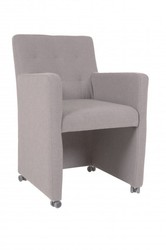 Casa Padrino Chaise de salle à manger designer Fauteuil Modèle EF 319 Gris - Avec roulettes, 88 x 57 x 68 cm Casa Padrino Chaise de salle à manger designer Fauteuil Modèle EF 319 Gris - Avec roulettes, 88 x 57 x 68 cm