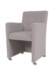 Casa Padrino Chaise de salle à manger designer Fauteuil Modèle EF 319 Gris - Avec roulettes, 88 x 57 x 68 cm Casa Padrino Chaise de salle à manger designer Fauteuil Modèle EF 319 Gris - Avec roulettes, 88 x 57 x 68 cm