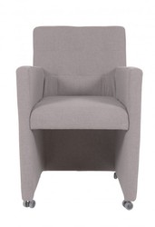 Casa Padrino Chaise de salle à manger designer Fauteuil Modèle EF 319 Gris - Avec roulettes, 88 x 57 x 68 cm Casa Padrino Chaise de salle à manger designer Fauteuil Modèle EF 319 Gris - Avec roulettes, 88 x 57 x 68 cm