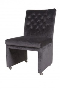 Casa Padrino Fauteuil de salle à manger designer Modèle EF 320 Velours noir - Sur roulettes - H 93 cm L 59 cm P 72 cm