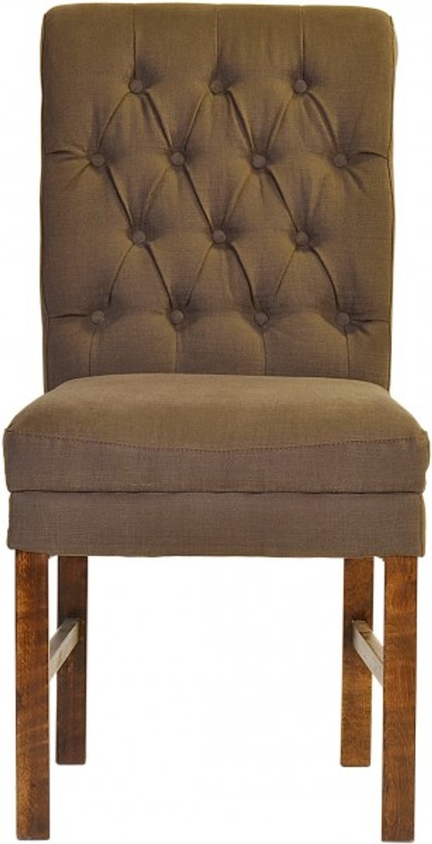 Casa Padrino designer dining room chair modef 16 Brown-Grey / Brown - Hotel Facilities - Beerch Wood - Chesterfield Casa Padrino designer dining room chair modef 16 Brown-Grey / Brown - Hotel Facilities - Beerch Wood - Chesterfield