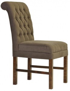 Casa Padrino Designer Esszimmer Stuhl ModEF 16 im Chesterfield Design Braun-Grau / Braun - 103 x 48 x 69 cm