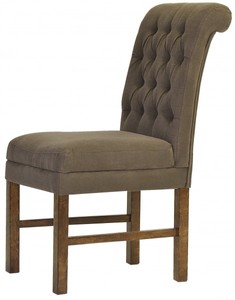 Casa Padrino Sedia da pranzo di design ModEF 16 in stile Chesterfield Marrone-Grigio / Marrone - 103 x 48 x 69 cm Casa Padrino Sedia da pranzo di design ModEF 16 in stile Chesterfield Marrone-Grigio / Marrone - 103 x 48 x 69 cm