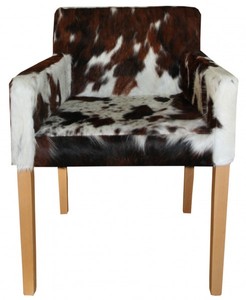 Casa Padrino Chaise de salle à manger design avec accoudoirs ModEF 35 Peau de vache - Hêtre massif - 88 x 55 x 61 cm