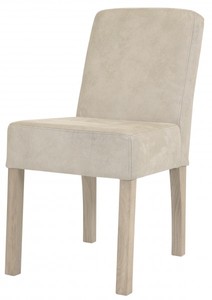 Casa Padrino Chaise de Salle à Manger Designer Modèle EF 35 Cuir Beige - Hêtre Massif - 88 x 45 x 61 cm