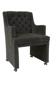 Casa Padrino Designer Esszimmer Stuhl / Sessel Modell EF 310 in Dunkelgrau - 87 x 60 x 65 cm - Stuhl mit Rollen für Gastronomie