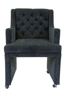 Casa Padrino Fauteuil de salle à manger design Modèle EF 310 Gris foncé - 87 x 60 x 65 cm - Chaise à roulettes pour hôtellerie
