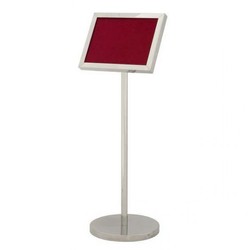 Casa Padrino Luxury Sign Stand in Titanium Silver, Height 110 cm, Display 40 x 30 cm Casa Padrino Luxury Sign Stand in Titanium Silver, Height 110 cm, Display 40 x 30 cm