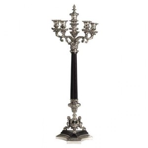 Casa Padrino Candelabro de lujo estilo antiguo plata, 76 x 25 cm - Portavelas macizo para interiores sofisticados Casa Padrino Candelabro de lujo estilo antiguo plata, 76 x 25 cm - Portavelas macizo para interiores sofisticados