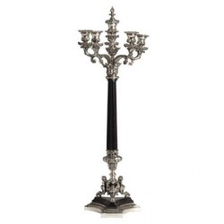 Casa Padrino Bougeoir de luxe style antique argent, 76 x 25 cm - Chandelier massif pour intérieurs prestigieux Casa Padrino Bougeoir de luxe style antique argent, 76 x 25 cm - Chandelier massif pour intérieurs prestigieux