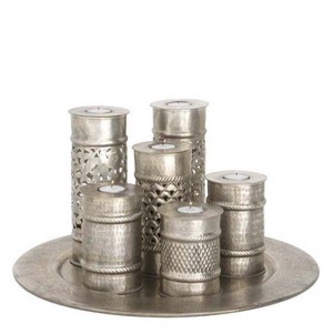 Casa Padrino Candelabro de Lujo Marrakech estilo antiguo plata, altura 50 cm, para 6 velas Casa Padrino Candelabro de Lujo Marrakech estilo antiguo plata, altura 50 cm, para 6 velas