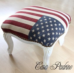 Escabel Casa Padrino barroco EE.UU. Diseño / Crema - Bandera de Estados Unidos heces