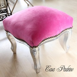 Meubles anciens - - Casa Padrino baroque rose escabeau / Argent Tabouret Meubles anciens - - Casa Padrino baroque rose escabeau / Argent Tabouret