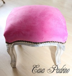 Meubles anciens - - Casa Padrino baroque rose escabeau / Argent Tabouret Meubles anciens - - Casa Padrino baroque rose escabeau / Argent Tabouret